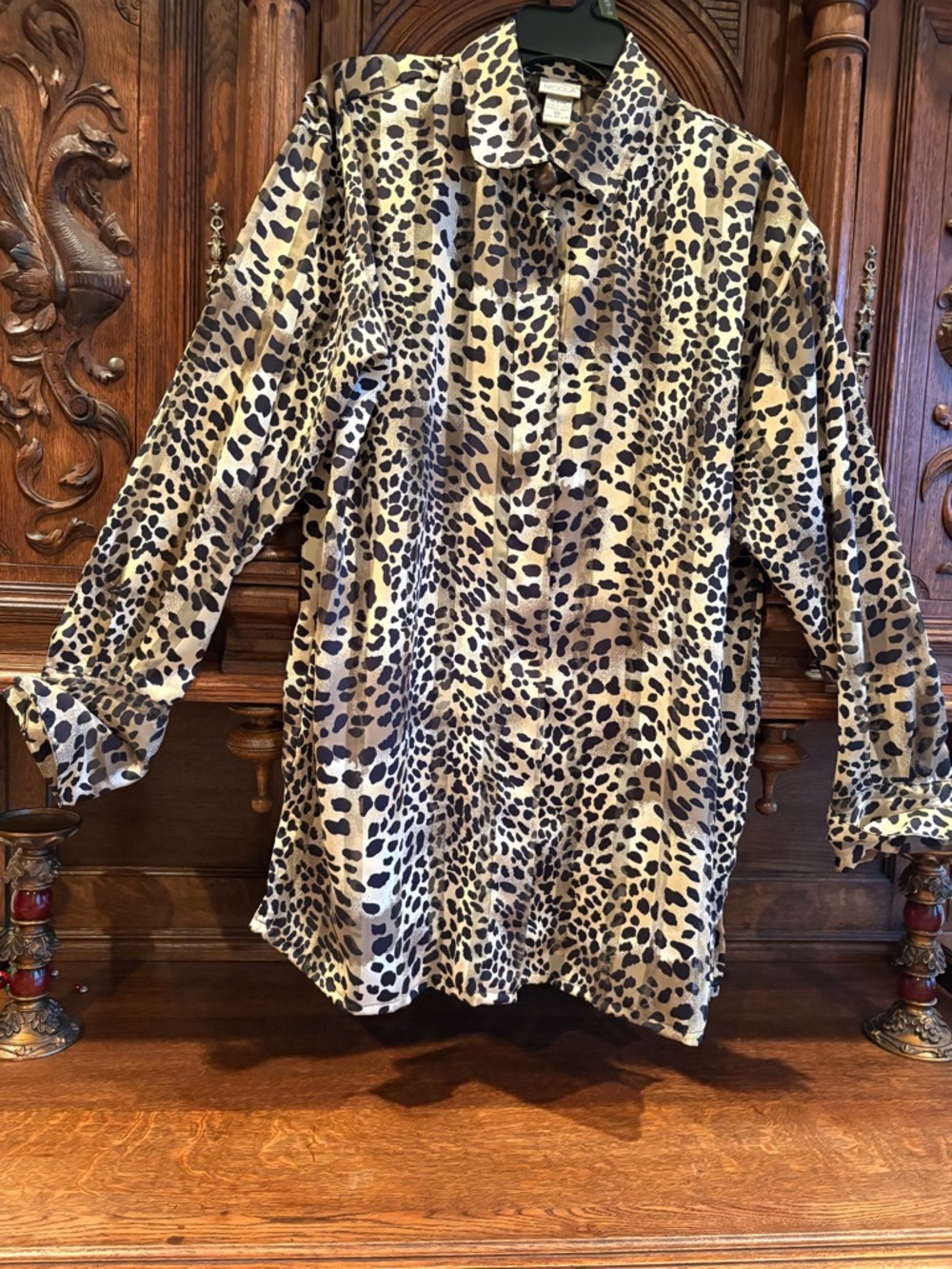 NICOLA Leopard-Print Blouse in Beige and Black